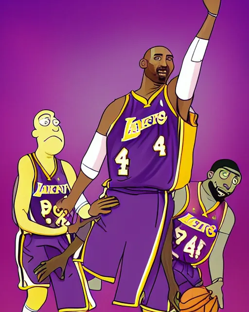 Image similar to kobe bryant in the style of justin roiland, cinematic lighting, style of rick & morty, photographic, photography. by justin roiland