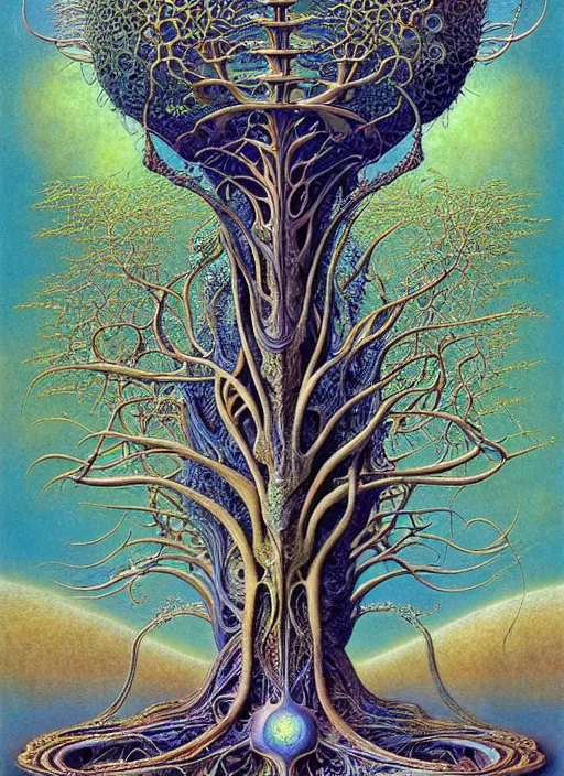 Image similar to tree of life by roger dean and andrew ferez, art forms of nature by ernst haeckel, divine chaos engine, symbolist, visionary, art nouveau, botanical fractal structures, organic, detailed, realistic, surreality