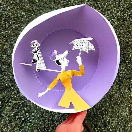 Image similar to cut paper sculpture of mary poppins