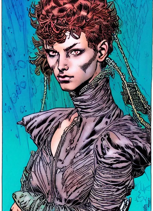 Image similar to a portrait of a pretty sewer punk young lady by barry windsor smith