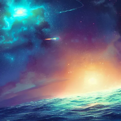 Prompt: Thalassophobia falling into a galaxy of stars, lights, high definition, artstation