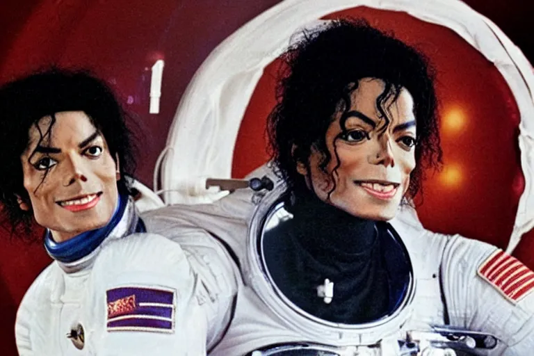 Image similar to michael jackson in space wearing space suite eyes closed