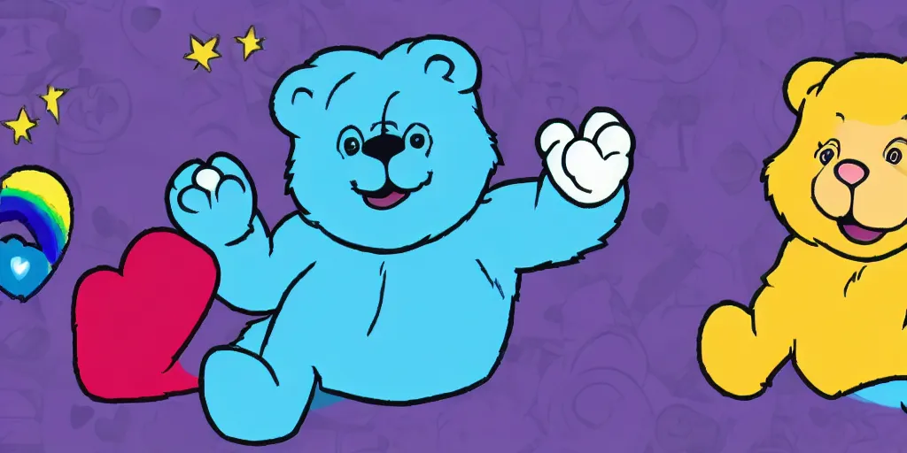 Prompt: care bear, trump, putin