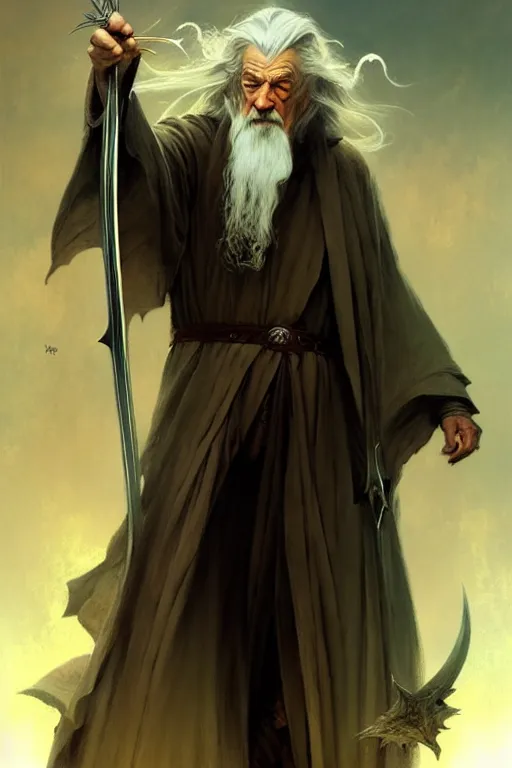 Image similar to gandalf by bayard wu, anna podedworna, gaston bussiere, greg rutkowski