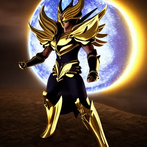 Prompt: full shot of angry darkness Saint Seiya knight at moonlight, wearing golden Cat armor, detailed, octane render, unreal engine 4k volumetric light, fog, darkness background