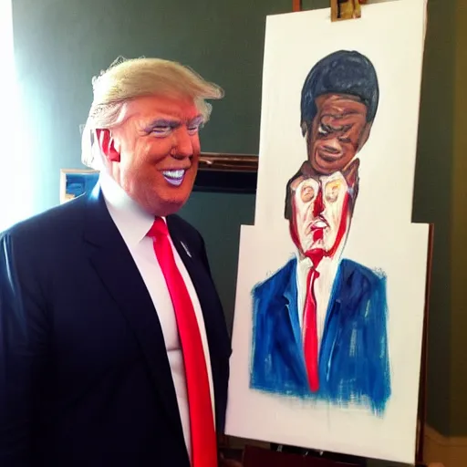 Image similar to donald trump paint huffer guy ( patrick tribett )