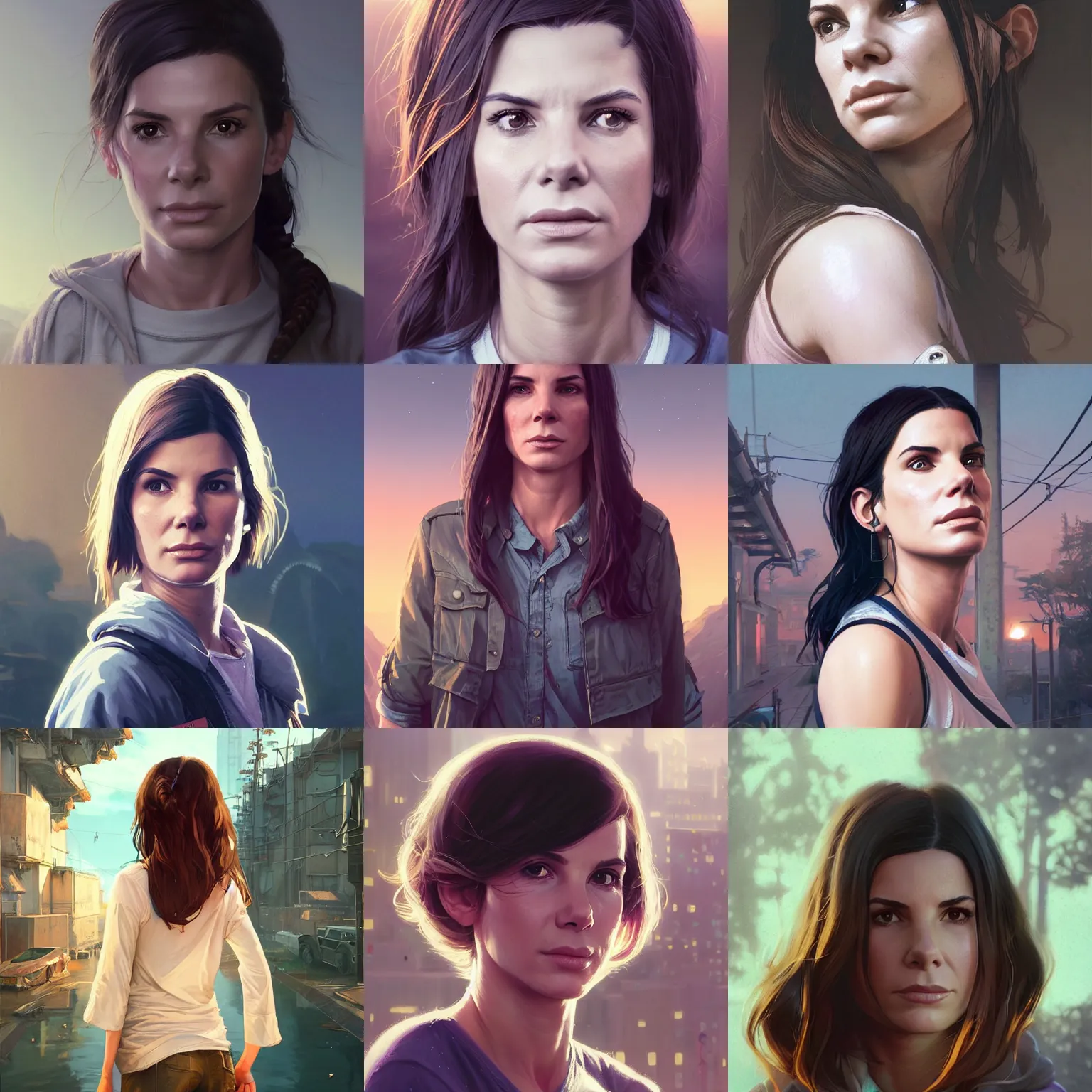 Prompt: highly detailed portrait young sandra bullock in gta v, stephen bliss, unreal engine, fantasy art by greg rutkowski, loish, rhads, ferdinand knab, makoto shinkai and lois van baarle, ilya kuvshinov, rossdraws, tom bagshaw, global illumination, radiant light, detailed and intricate environment