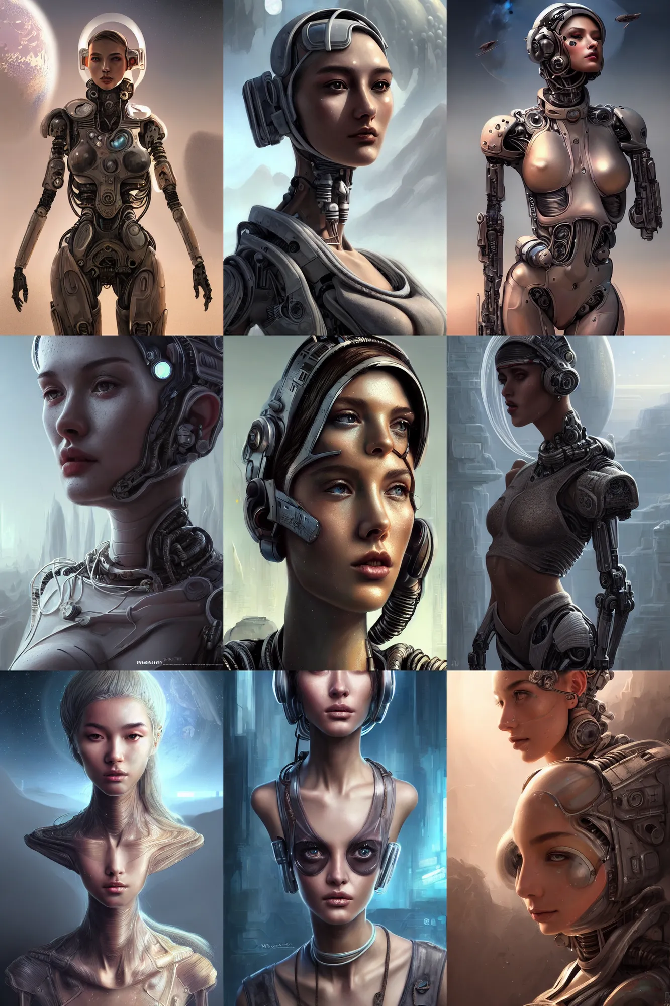 Prompt: ultra realistic style illustration, beautiful alluring nasa artificial human in an apocalyptic ancient wasteland, gorgeous face and figure, cyberpunk, sci - fi, fantasy, intricate, elegant, highly detailed, digital painting, artstation, concept art, smooth, sharp focus, illustration, art by mansik yang and rashed alakroka and erak note and wlop