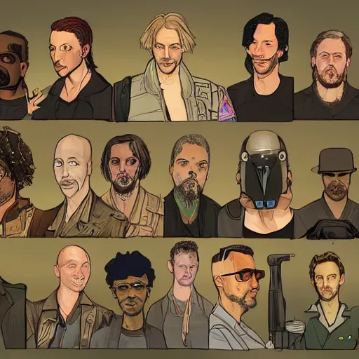 Image similar to keanu reevez in the art style of disco elysium