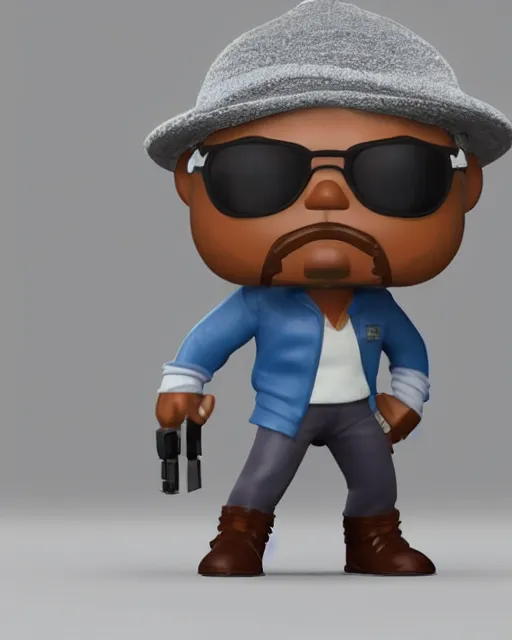 Prompt: full body 3d render of Samuel L. Jackson as a funko pop, studio lighting, white background, blender, trending on artstation, 8k, highly detailed