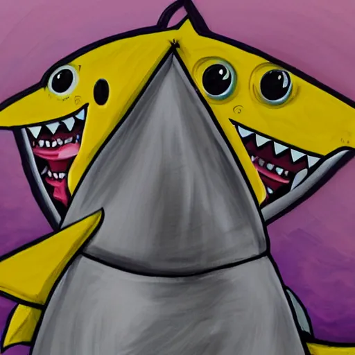 Image similar to Shark wearing a janitors outfit, high quality painting