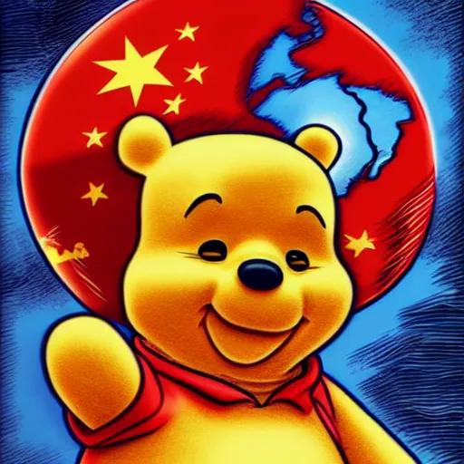 Image similar to xi jinping winnie the pooh in the style of cuban communist propaganda poster art in the year 1 9 8 7 ultra realistic, concept art, intricate details, highly detailed, photorealistic, octane render, 8 k, unreal engine. art by artgerm and magali villeneuve