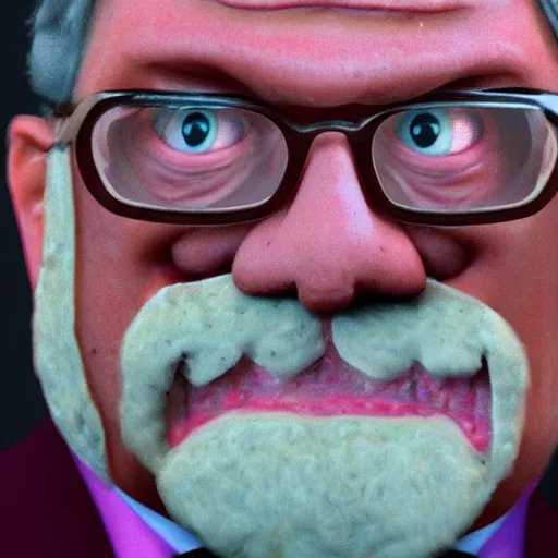 Image similar to bill barr face as a fried chicken, 8 k, ultra realistic details