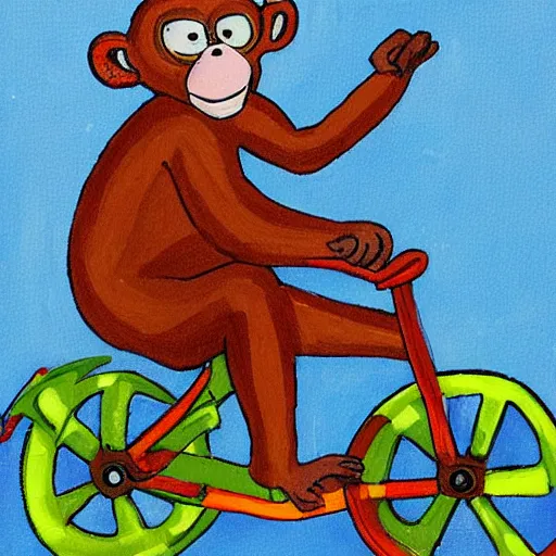 Image similar to a monkey riding a bike by dana regan