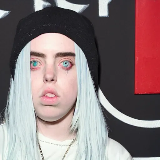 Prompt: billie eilish as an american rapper in 1990 4k