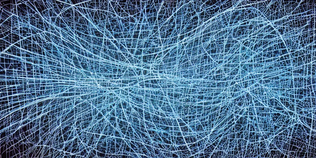 Image similar to abstract artwork depicting a neural network,