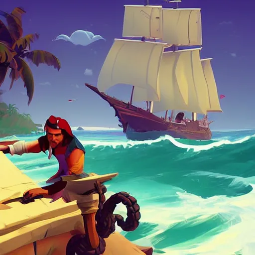 Image similar to painting treasure on sea of thieves game smooth median photoshop filter cutout vector, behance hd by jesper ejsing, by rhads, makoto shinkai and lois van baarle, ilya kuvshinov, rossdraws global illumination