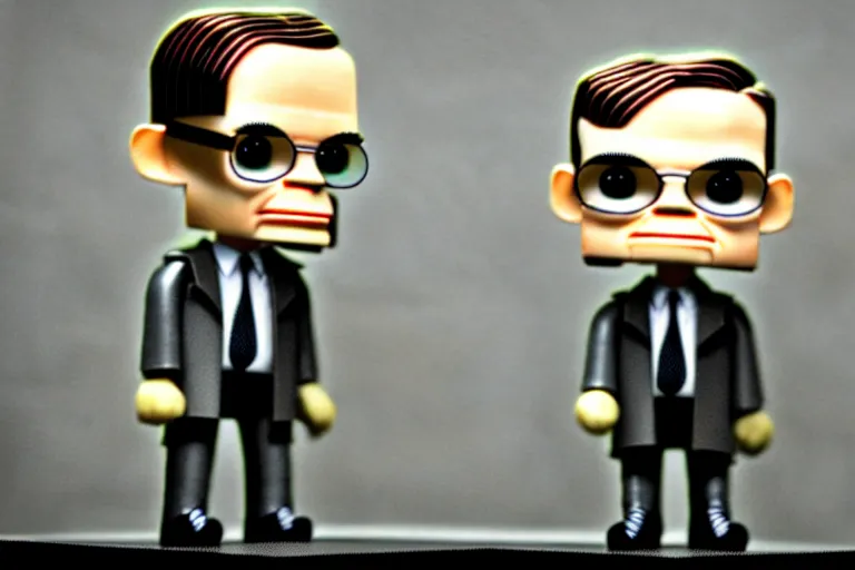 Image similar to alan turing being possessed by agent smith, stop motion vinyl action figure, plastic, toy, butcher billy style