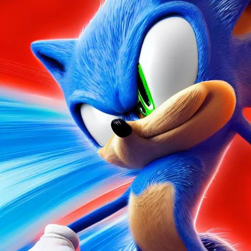 Image similar to sonic the hedgehog, digital painting, expressionistic, intricate detail, meticulous brush strokes, genius composition, masterpiece, work of art, 4 k wallpaper