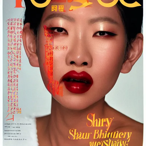 Image similar to photo of chinese beauty by Martin Schoeller by Terry Richardson by Mark Mann by Richard Avedon, magazine cover, colorful, sharpen, 4k, 85mm, award winning