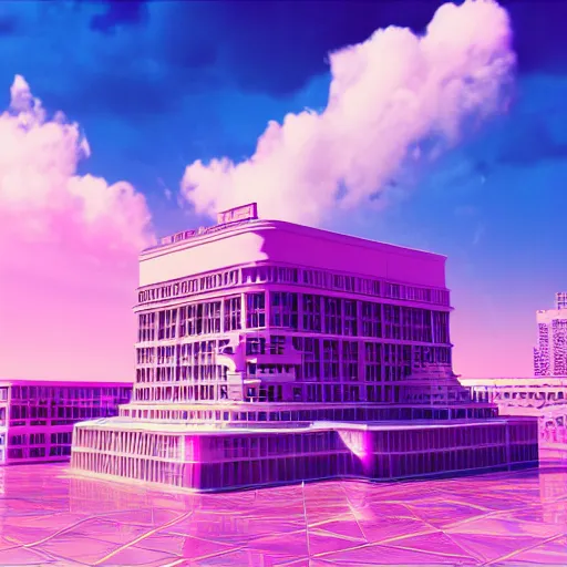 Image similar to vaporwave 9 0 s, highly detailed, 3 d render, vray, octane, realistic lighting, photorealistic