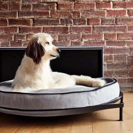 Prompt: luxurious dog bed with metal feet inspired by Marcel Breuer