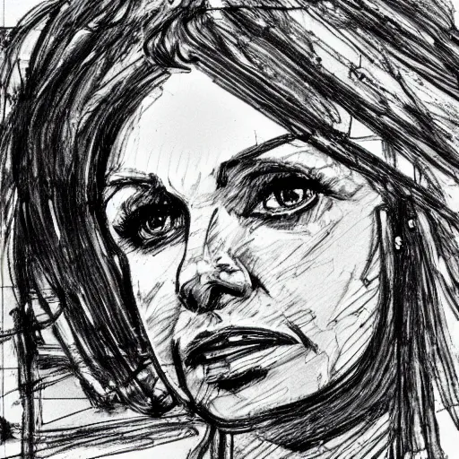 Prompt: a realistic yet scraggly portrait sketch of the side profile of a stern and sophisticated nancy sinatra, trending on artstation, intricate details, in the style of frank auerbach, in the style of sergio aragones, in the style of martin ansin, in the style of david aja, in the style of mattias adolfsson