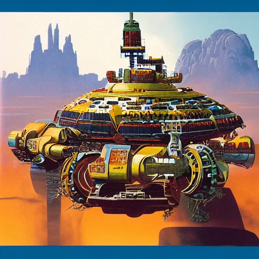 Prompt: cover art, by Chris Foss, mechanical, ornate
