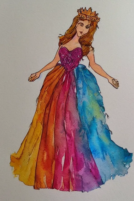 Image similar to lion themed princess dress design, watercolor