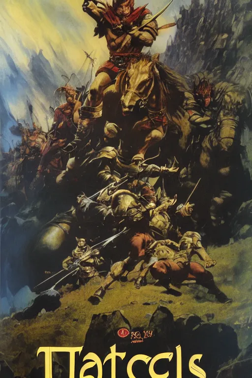 Prompt: Movie poster of Tactics Ogre, Highly Detailed, Dramatic, A master piece of storytelling, by frank frazetta, ilya repin, 8k, hd, high resolution print