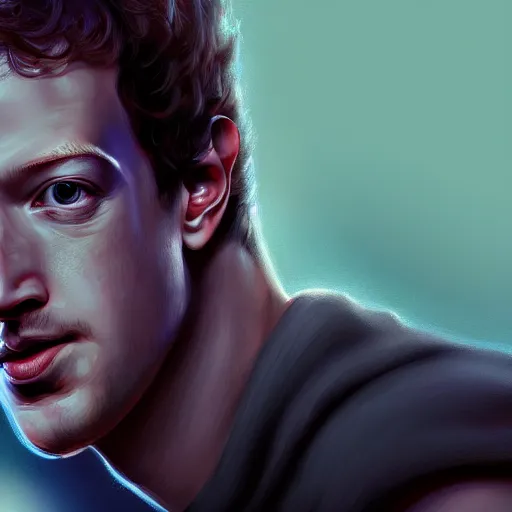 Image similar to Mark Zuckerberg, closeup, D&D, fantasy, intricate, elegant, highly detailed, digital painting, artstation, concept art, matte, sharp focus, illustration