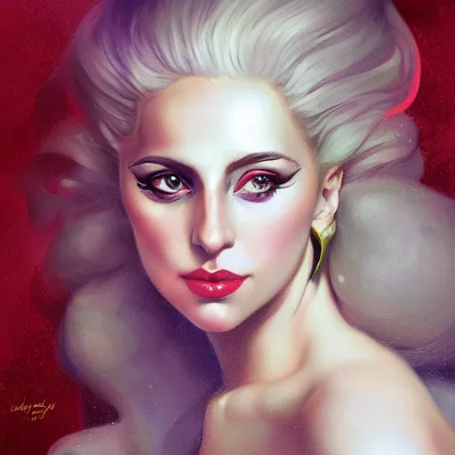 Image similar to a portrait of lady gaga by charlie bowater and anna dittmann and gil elvgren.