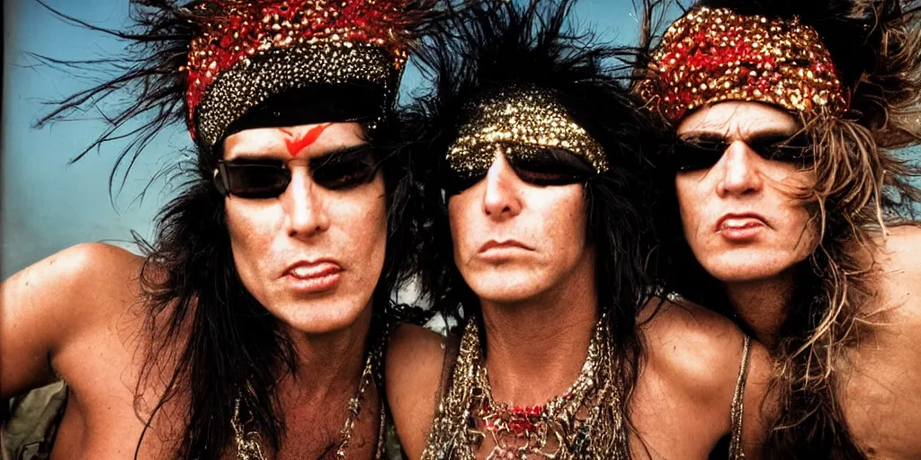 Prompt: a close up of a glam rockstar photo by steve mccurry