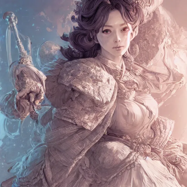 Prompt: the portrait of neutral good female cleric bard as absurdly beautiful, gorgeous, elegant, sophisticated happy woman, an ultrafine hyperdetailed illustration by kim jung gi, irakli nadar, intricate linework, sharp focus, bright colors, octopath traveler, final fantasy, unreal engine 5 highly rendered, global illumination, radiant light, detailed and intricate environment