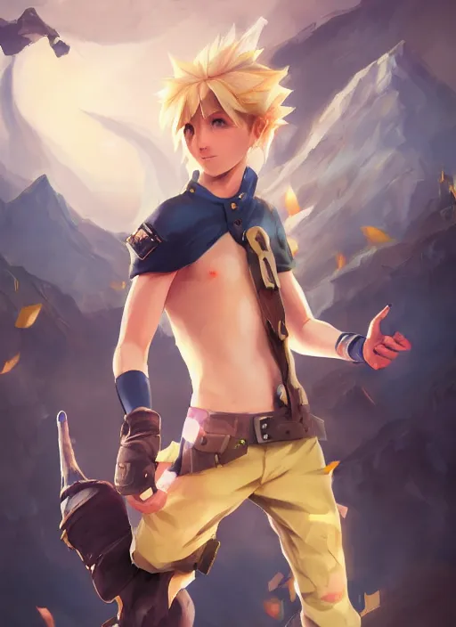 Prompt: An epic fantasy pokemon anime style portrait painting of a young blonde boy thief, unreal 5, DAZ, hyperrealistic, octane render, cosplay, RPG portrait, dynamic lighting