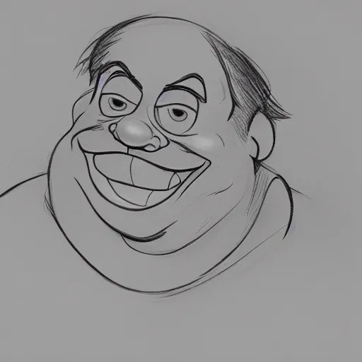 Image similar to milt kahl pencil sketch of danny devito