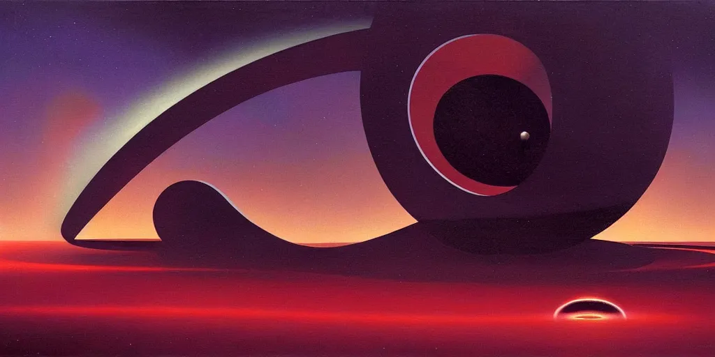 Image similar to black hole, art deco, moebius, cinematic lighting, beautiful, elegant, oil painting,