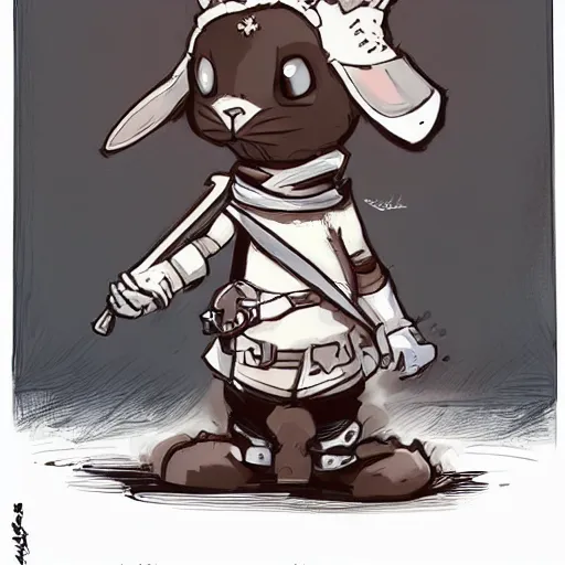Image similar to bunny with helmet and sword by brian kesinger and james gurney, artstation