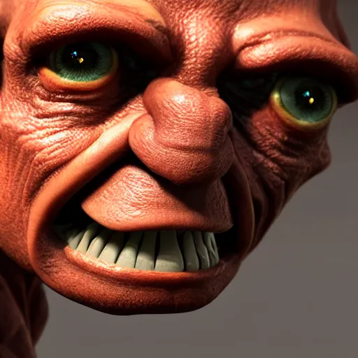 Prompt: a photorealistic render of a goblin in the style of Remi Luizy, Jean-Philippe Degosse, ultra detailed, octane render, 8K, raytracing