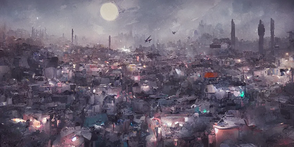 Image similar to damascus slums city, painted by neil blevins