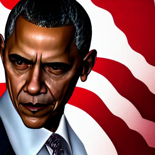 Image similar to Barak Obama as a character in Devil May Cry, film still, photorealistic, medium shot