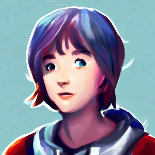 Image similar to a digital painting of Max Caulfield as a League of Legends champion. Art for the champion skin