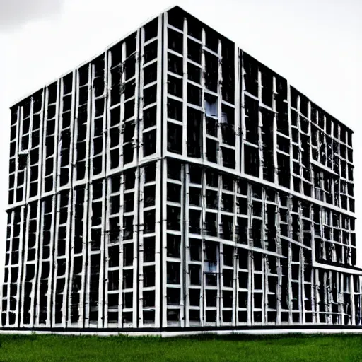 Prompt: residential building in the style of a rubik's cube, high contrast