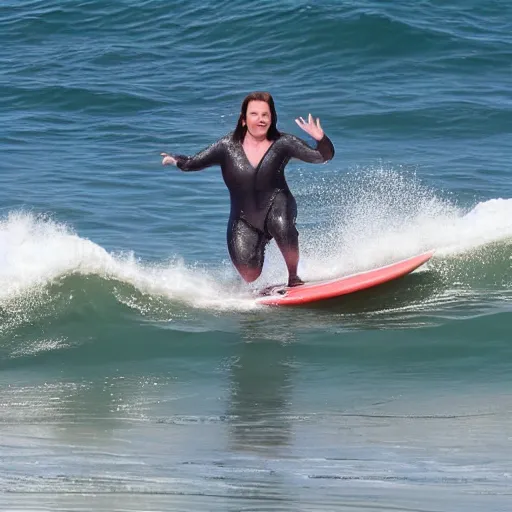 Image similar to photo of melissa mccarthy surfing a wave