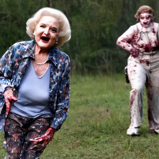 Image similar to betty white returning from the dead leading any army of zombies