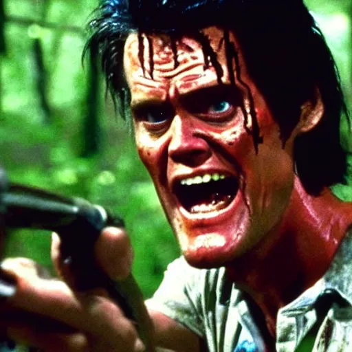 Image similar to movie still of jim carrey in evil dead 2