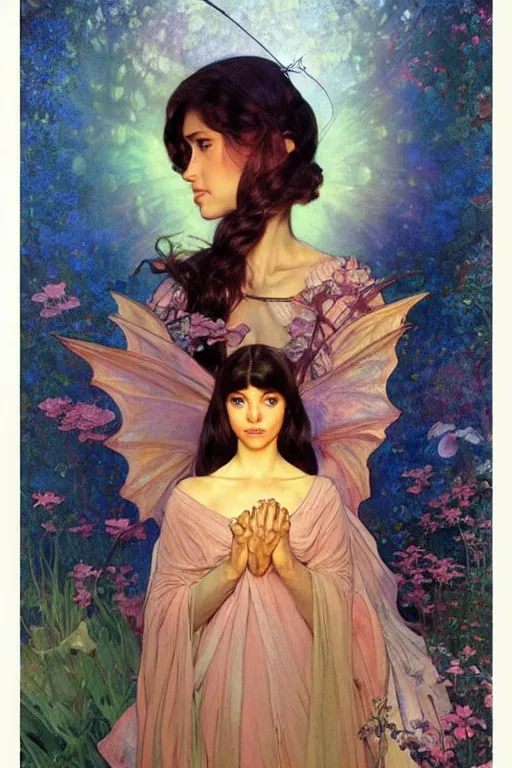 Prompt: :🧚🏽‍♀️🍄🐉:3, by Margaret Keane, greg rutkowski, thomas kindkade, alphonse mucha, loish, norman Rockwell,