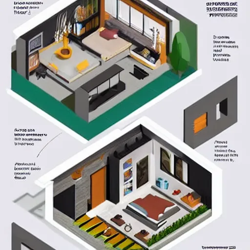 Image similar to an isometric interior design of a modern house