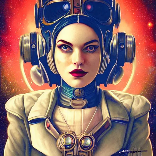 Prompt: space lofi steampunk bioshock portrait, Pixar style, by Tristan Eaton Stanley Artgerm and Tom Bagshaw.