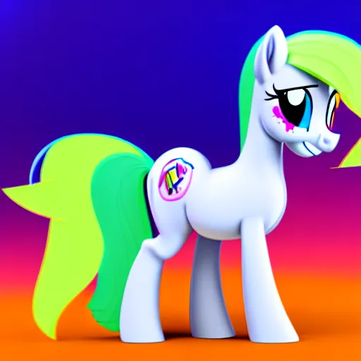 Prompt: white colored stoner pony from my little pony, marijuana themed, weed cutie mark, art, smoke everywhere, colorful, 3 d, render, blender 3 d, soft lighting, green mane, surrounded by smoke clouds spiraling around